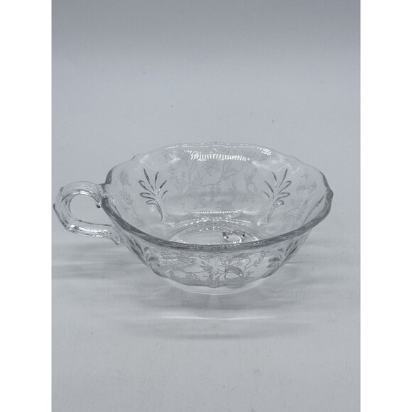 Fostoria Chintz One Handle Clear Glass Etched Baroque Bonbon Candy Dish 7" - Picture 3 of 7